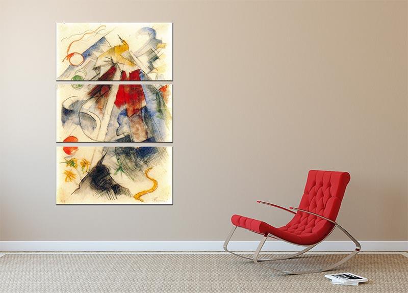 Three-panel canvas print of Brenner road 1 by Franz Marc, showcasing vibrant colors and abstract design.