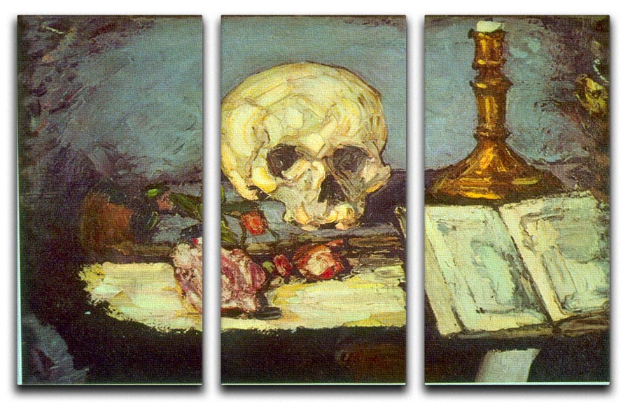 A stunning 3-panel canvas print featuring the Skull by Degas, showcasing intricate details and vibrant colors, perfect for modern decor.