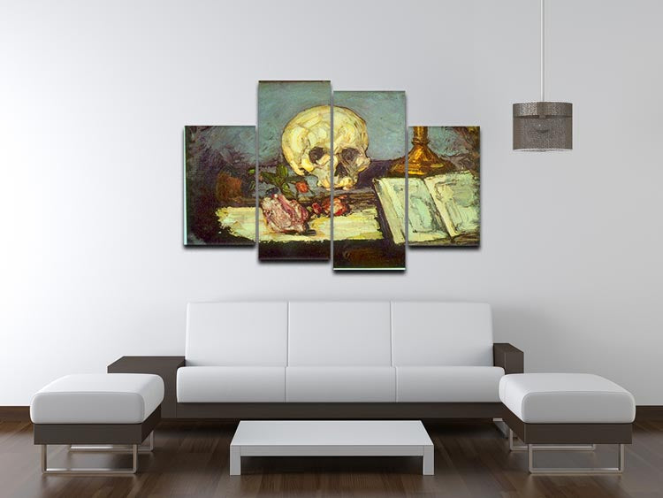 A 4-split canvas artwork featuring a skull by Degas, showcasing four panels that create a cohesive and dynamic visual effect.
