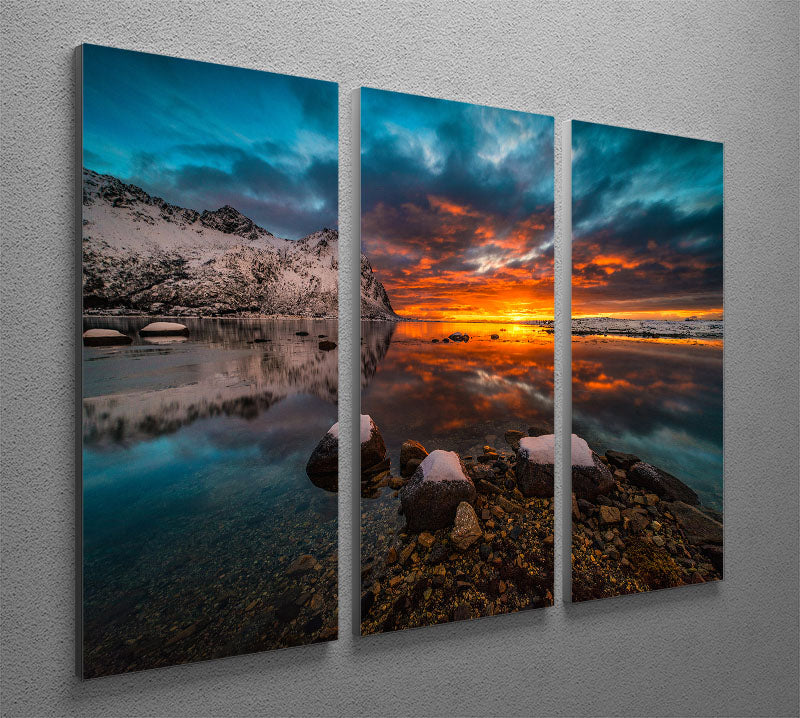 Sky On Fire 3 Split Panel Canvas Print featuring vibrant colors and dramatic imagery across three panels.