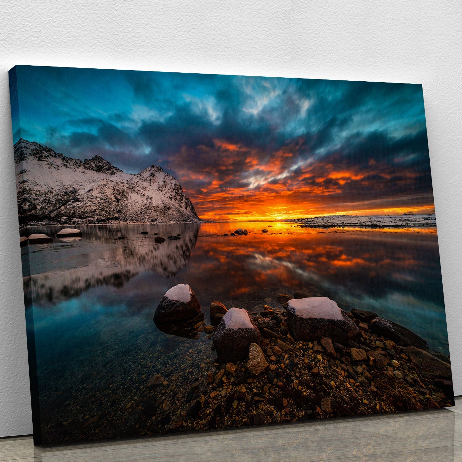 Sky On Fire Canvas Print showcasing vibrant sunset colors and dynamic design, perfect for home or office decor.