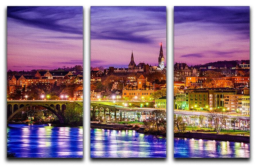 A stunning 3-panel canvas print depicting the skyline on the Potomac River, showcasing vibrant colors and intricate details.