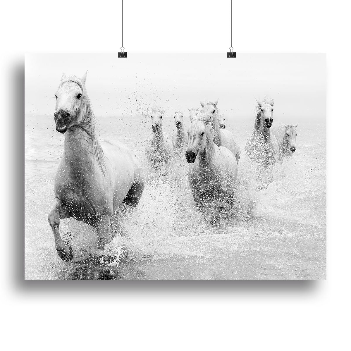 A vibrant canvas print featuring dynamic horses in motion, showcasing their strength and elegance.