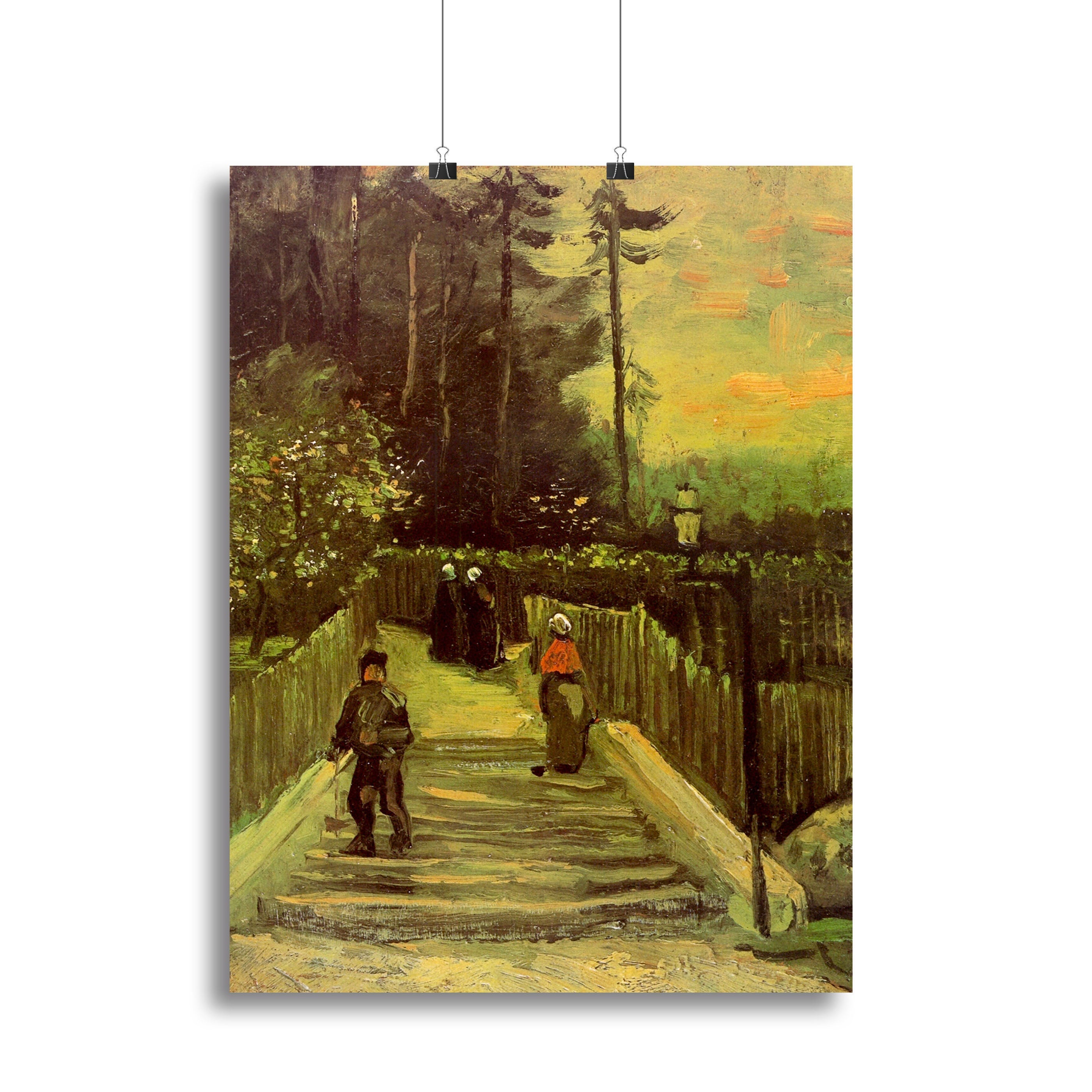 Canvas print of Van Gogh's Sloping Path in Montmartre, showcasing vibrant colors and expressive brush strokes.