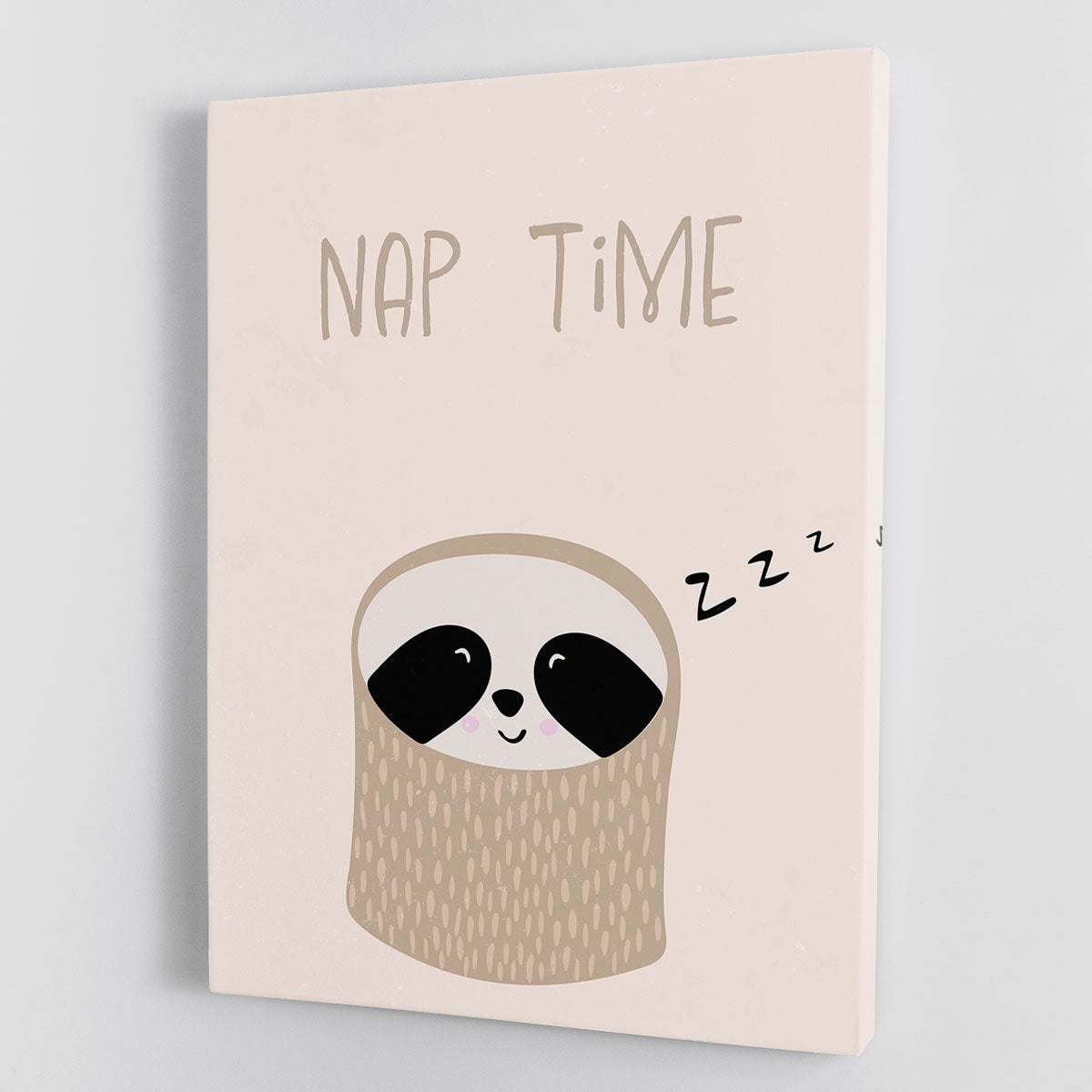 Adorable sloth nursery print on canvas, showcasing a cute sloth design perfect for children's rooms.