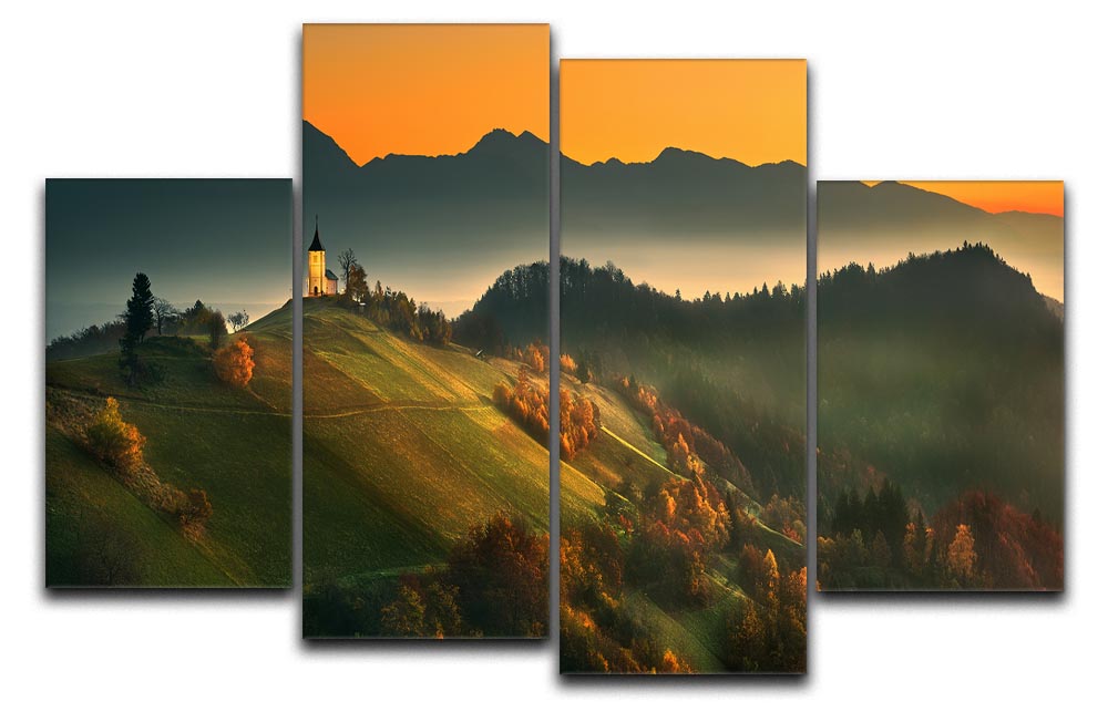 Slovenian Autumn 4 Split Panel Canvas showcasing vibrant autumn colors across four panels.
