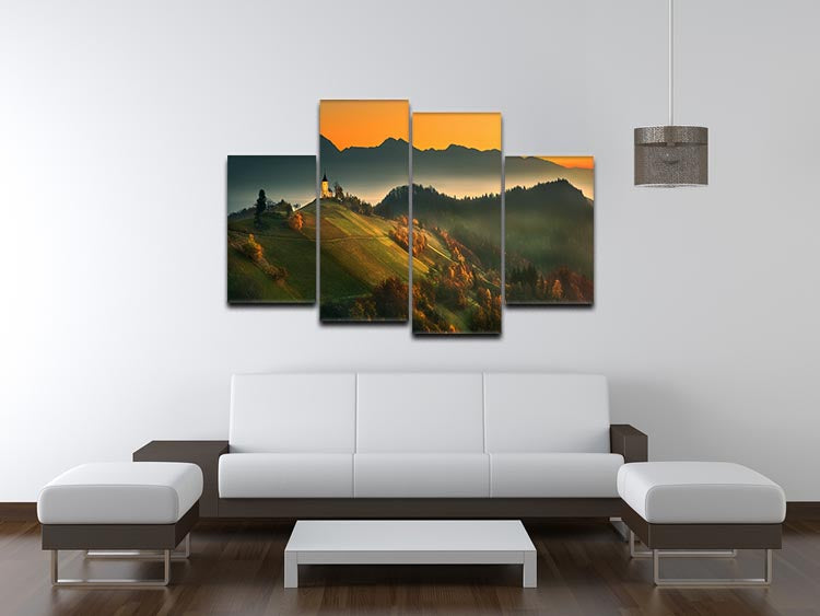Slovenian Autumn 4 Split Panel Canvas showcasing vibrant autumn colors across four panels.