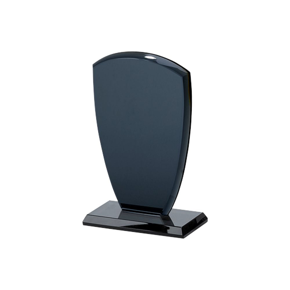 6.25 inch Sm Shield Smoked Trophy with deep grey smoke glass and elegant shield shape.