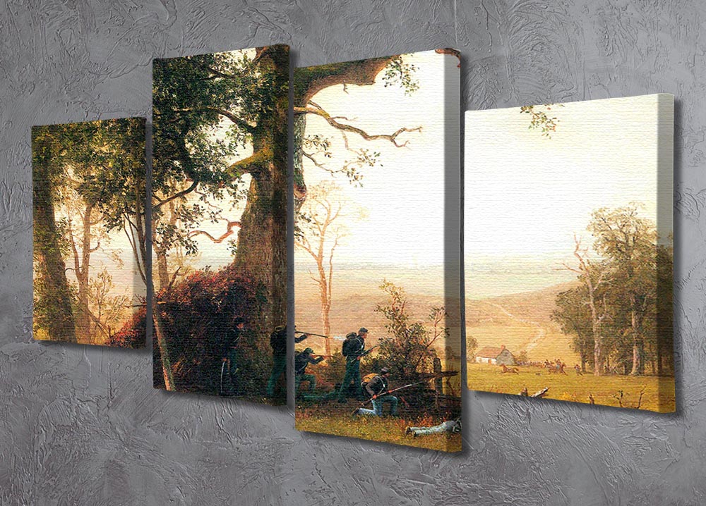 4-split canvas artwork depicting the Small War Postal Service Strike in Virginia by Bierstadt, showcasing historical significance and vibrant colors.
