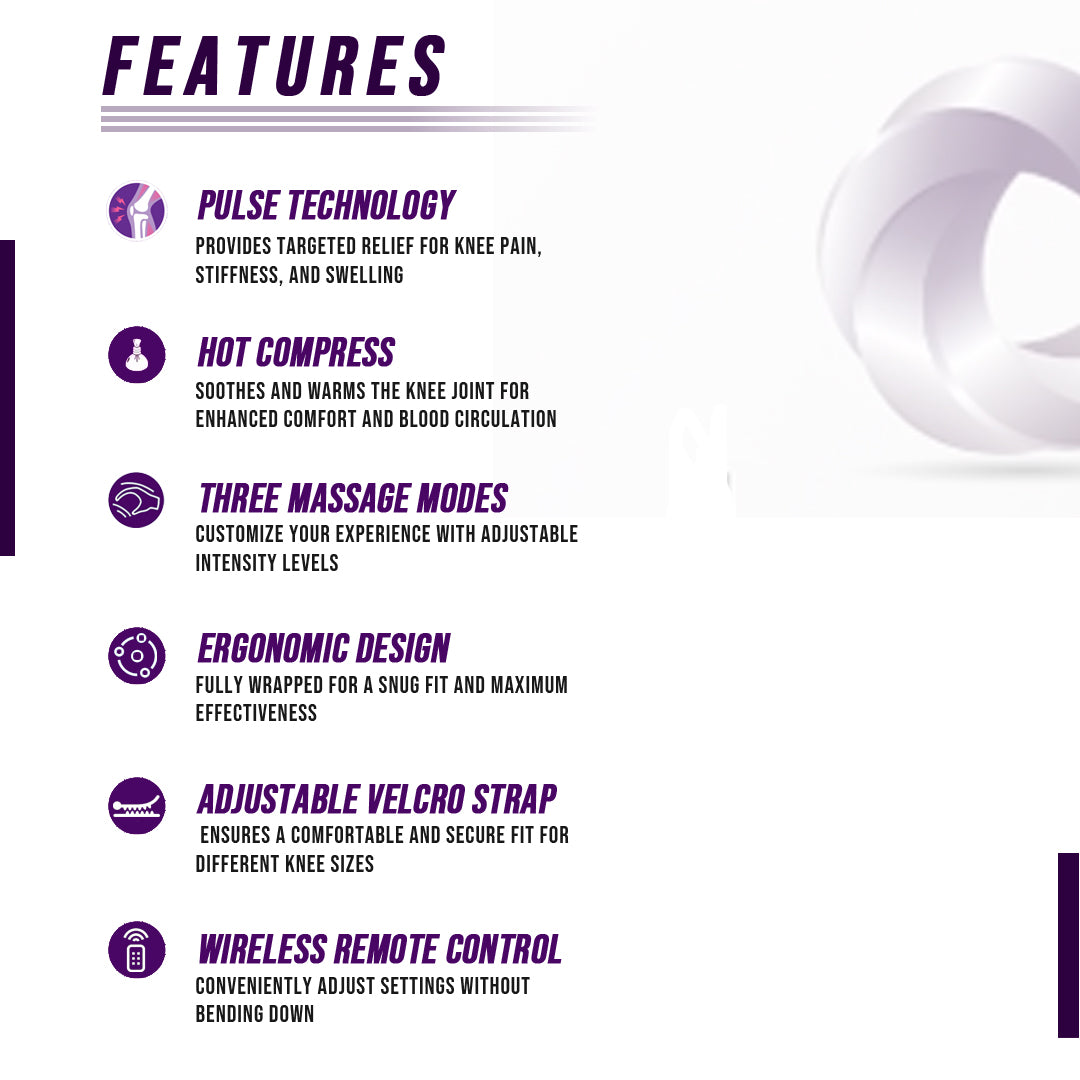 Smart Knee Massager with ergonomic design and wireless remote control, ideal for relieving knee pain and stiffness.