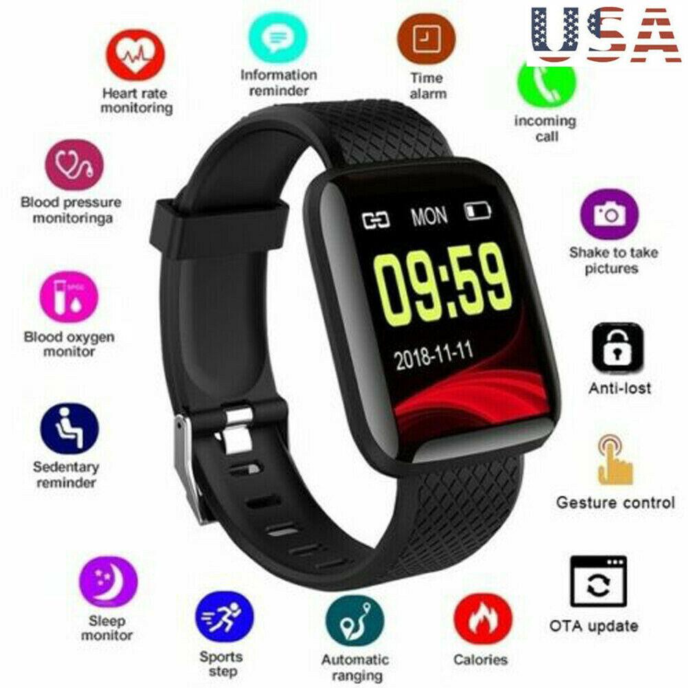 A sleek waterproof smart watch with heart rate and blood pressure monitoring features, designed for sports and fitness enthusiasts.