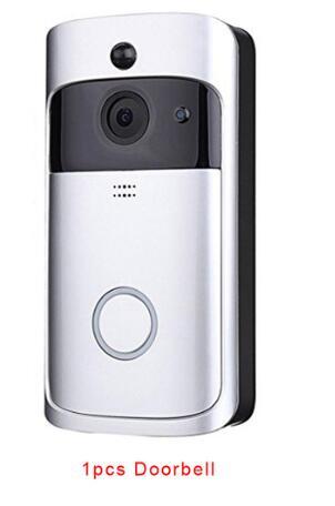 Smart WiFi Security Video Doorbell in black and silver, showcasing its sleek design and camera features.
