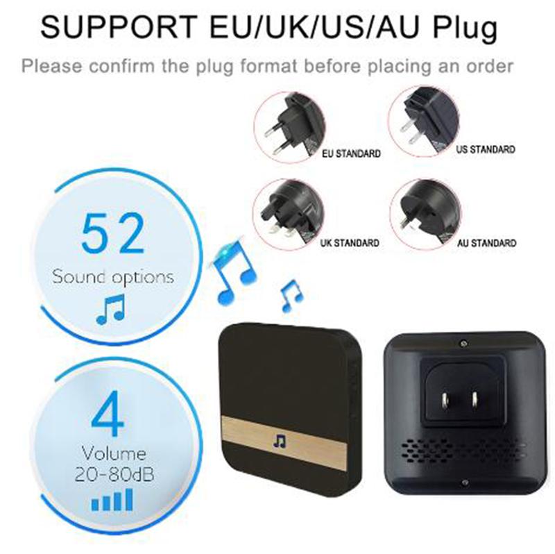 Smart WiFi Security Video Doorbell in black and silver, showcasing its sleek design and camera features.