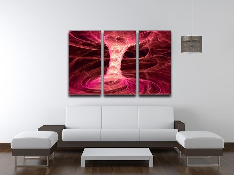 Smoke Funnel 3 Split Panel Canvas Print showcasing a modern design with three panels that create a cohesive artwork for home decor.