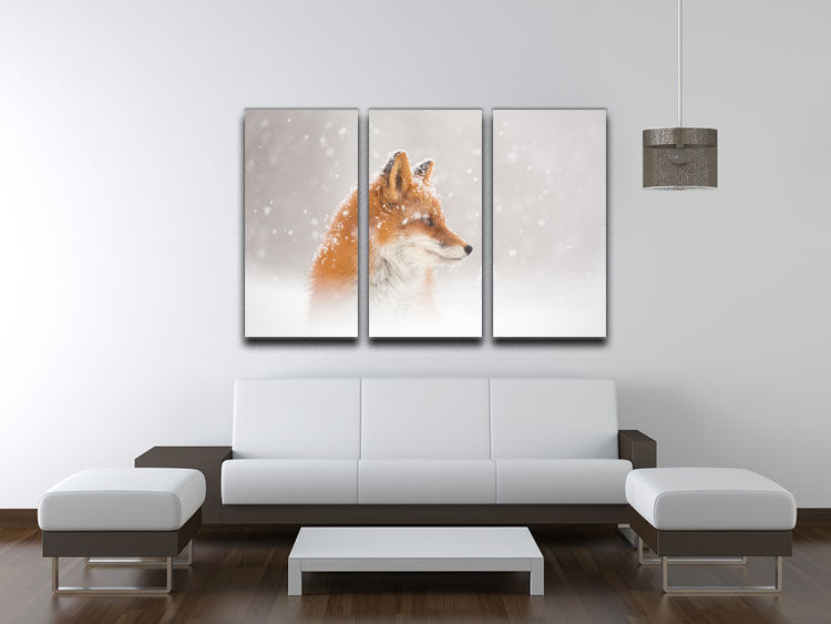 A beautiful 3-panel canvas print featuring a serene snow scene, perfect for enhancing home decor.