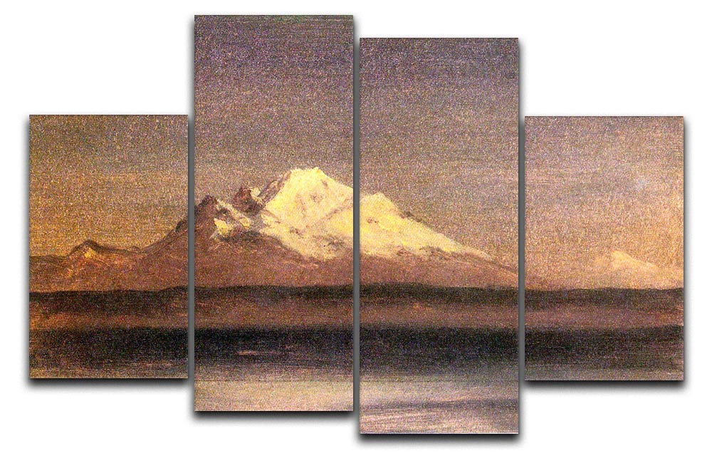 A beautiful 4-panel split canvas artwork depicting snowy mountains in the Pacific Northwest, showcasing vibrant colors and intricate details.