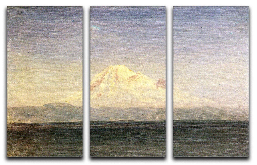Three-panel canvas art depicting snowy mountains in the Pacific Northwest, showcasing vibrant colors and intricate details.