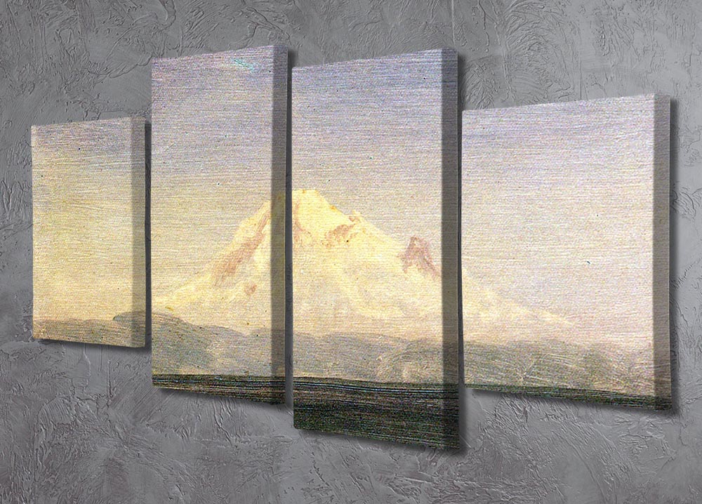 A 4-panel canvas artwork depicting snowy mountains in the Pacific Northwest, showcasing vibrant colors and intricate details.