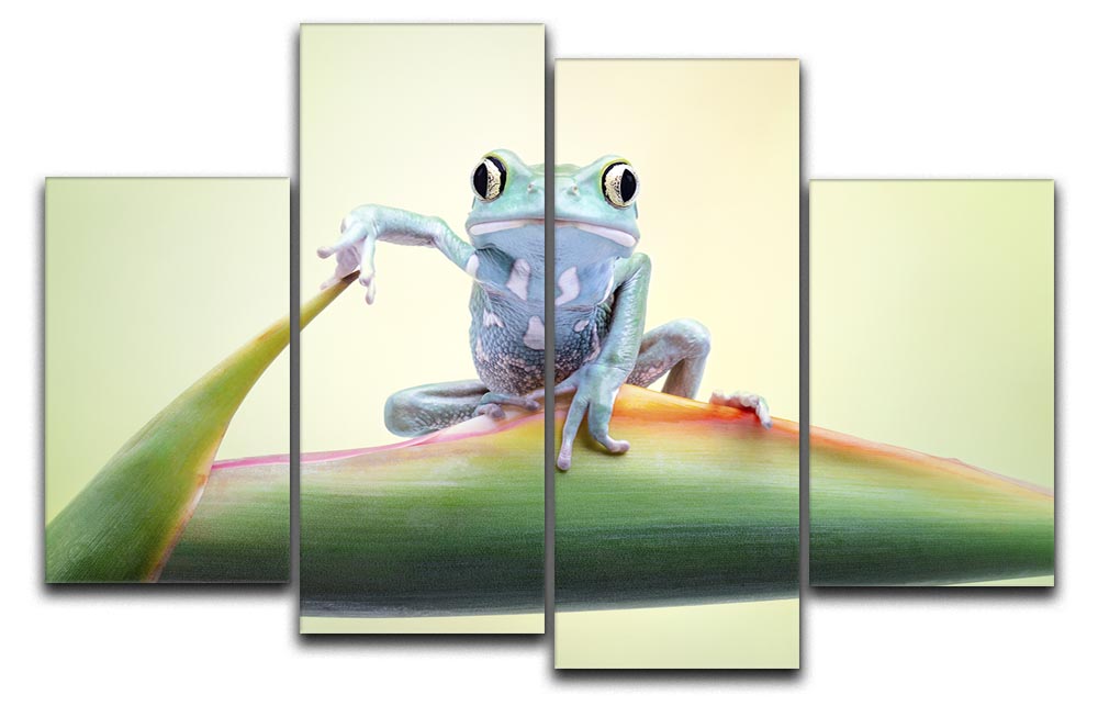 So whaddaya say 4 Split Panel Canvas featuring four equal sections of vibrant artwork, creating a cohesive and dynamic visual display.