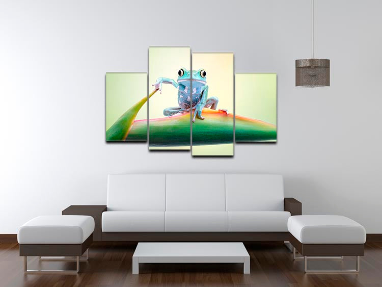 So whaddaya say 4 Split Panel Canvas featuring four equal sections of vibrant artwork, creating a cohesive and dynamic visual display.