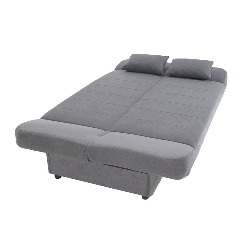 LANA 3 Seater Sofa/Bed in grey with storage space, showcasing its sleek design and comfortable seating.