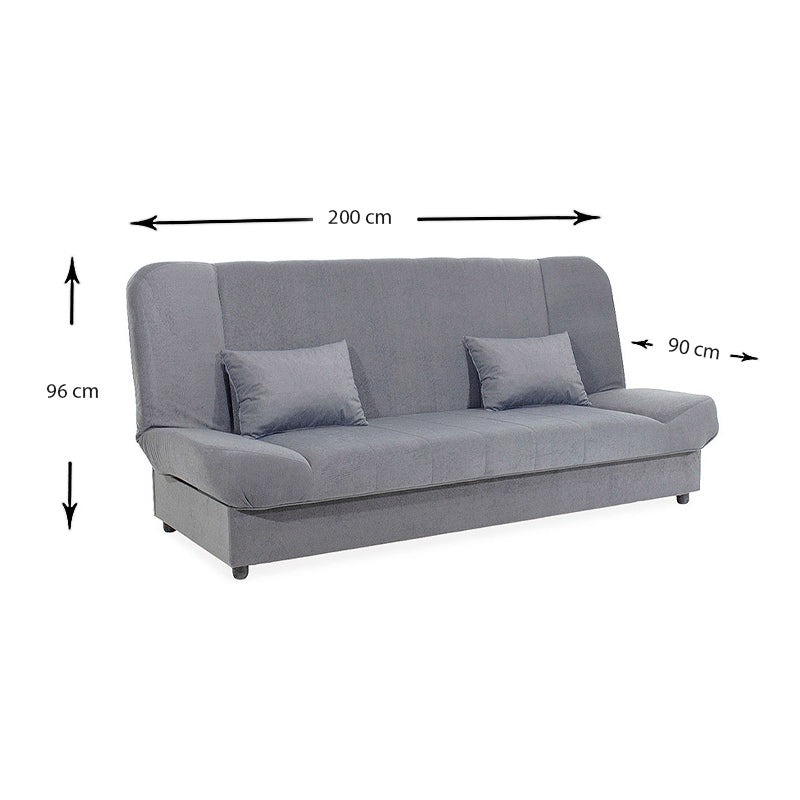 LANA 3 Seater Sofa/Bed in grey with storage space, showcasing its sleek design and comfortable seating.
