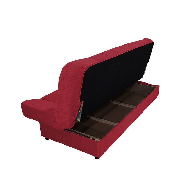 LANA 3 Seater Sofa/Bed in red, showcasing its stylish design and multifunctional features.