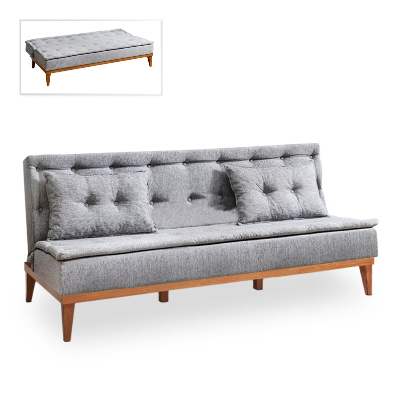 Sofa-Bed LONDON three-seater in grey fabric, showcasing its modern design and comfortable seating.