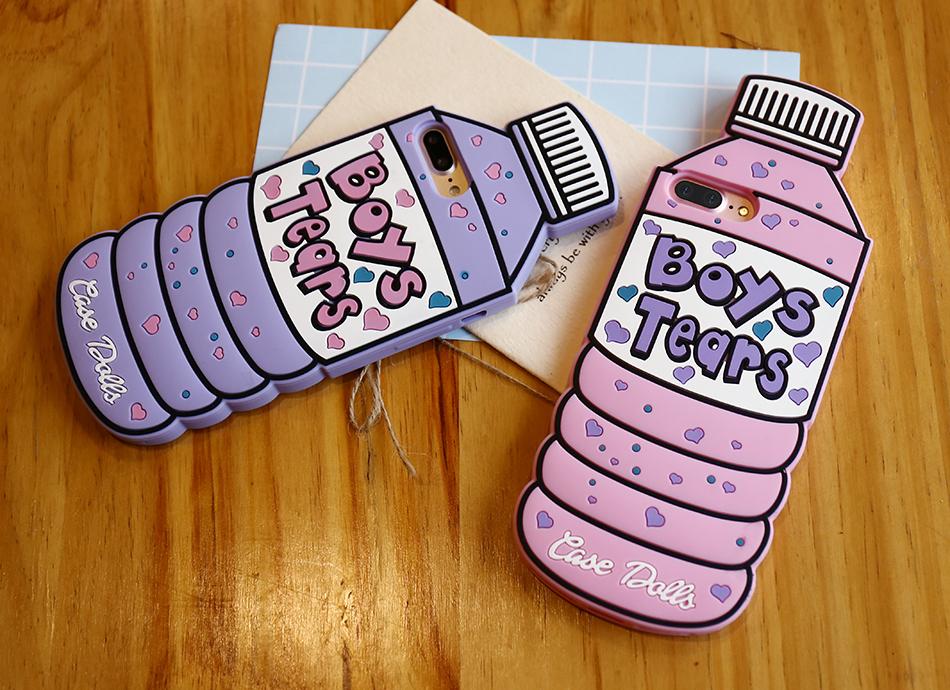 Soft Gel Silicone Case for iPhone featuring a cute 3D cartoon design, available in pink and purple colors.