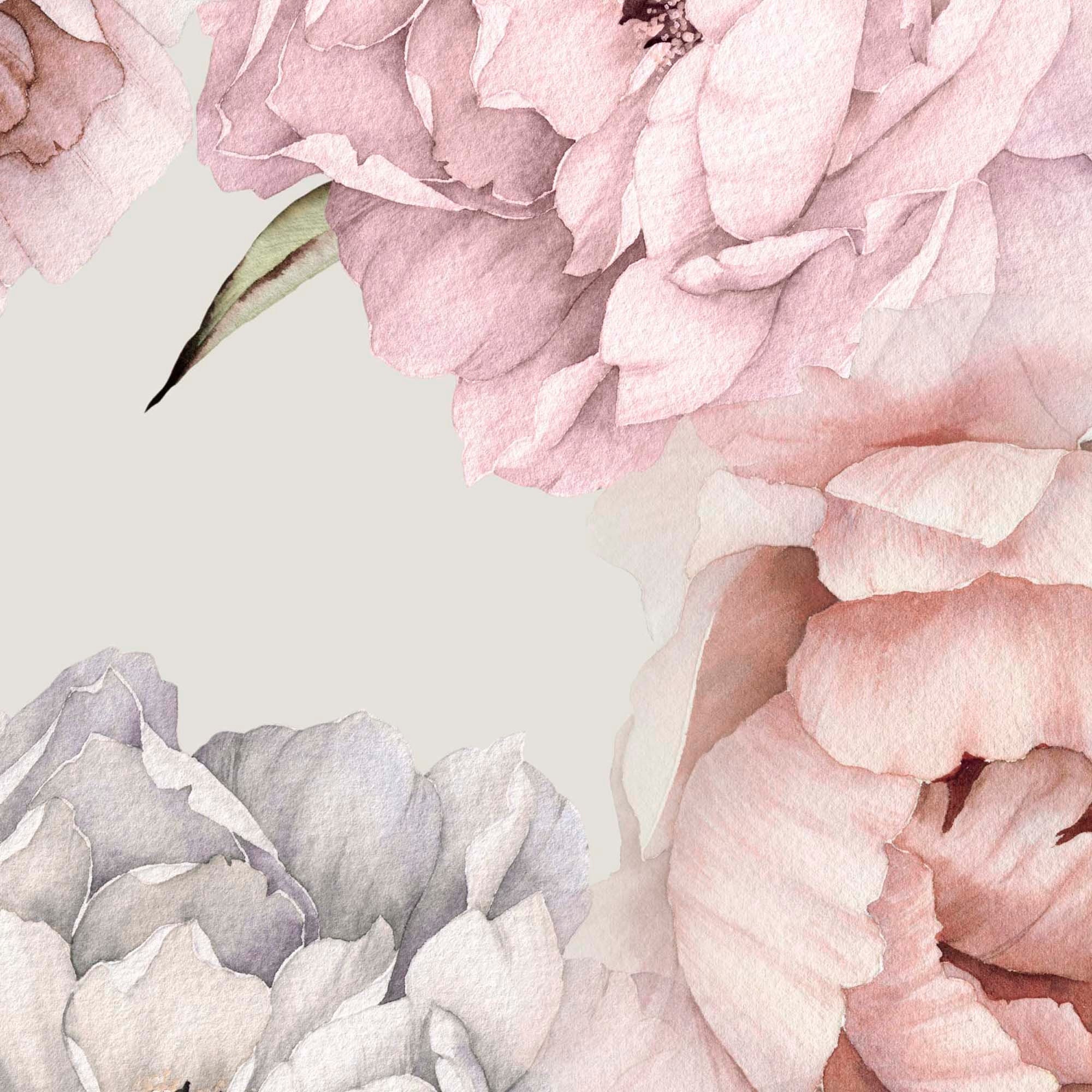 Soft Vintage Peony wallpaper featuring delicate dusty pink peonies on a light background, perfect for home decor.
