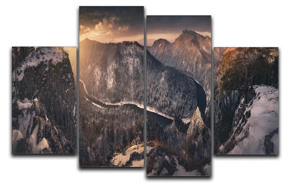 Sokolica 4 Split Panel Canvas artwork displayed in a modern living room setting, showcasing four panels that create a cohesive image.