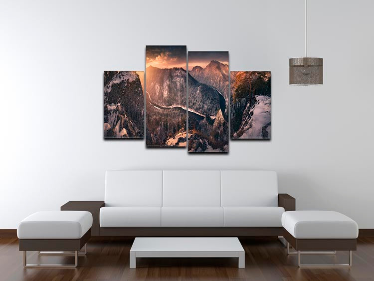 Sokolica 4 Split Panel Canvas artwork displayed in a modern living room setting, showcasing four panels that create a cohesive image.