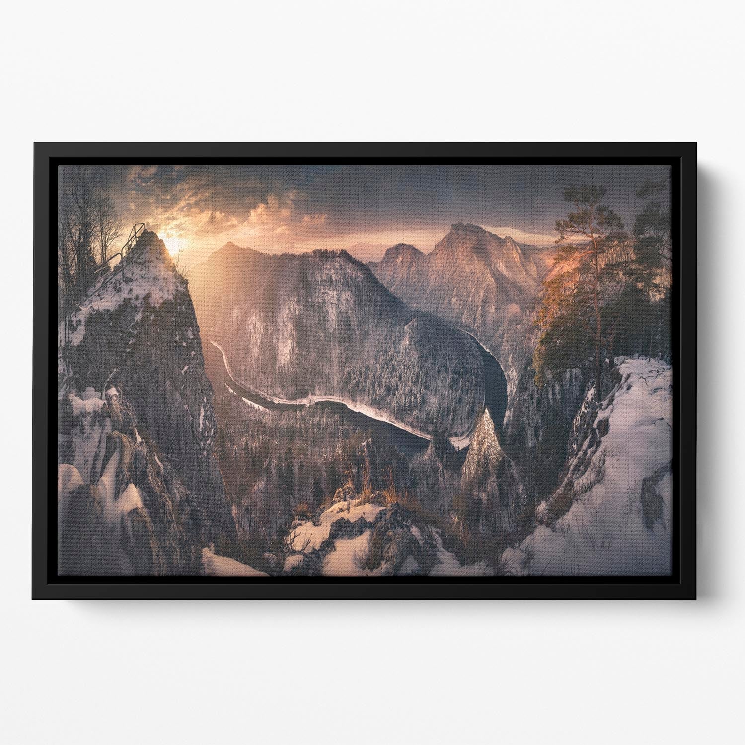 Sokolica Floating Framed Canvas featuring vibrant abstract design in an elegant wooden frame, perfect for contemporary home decor.