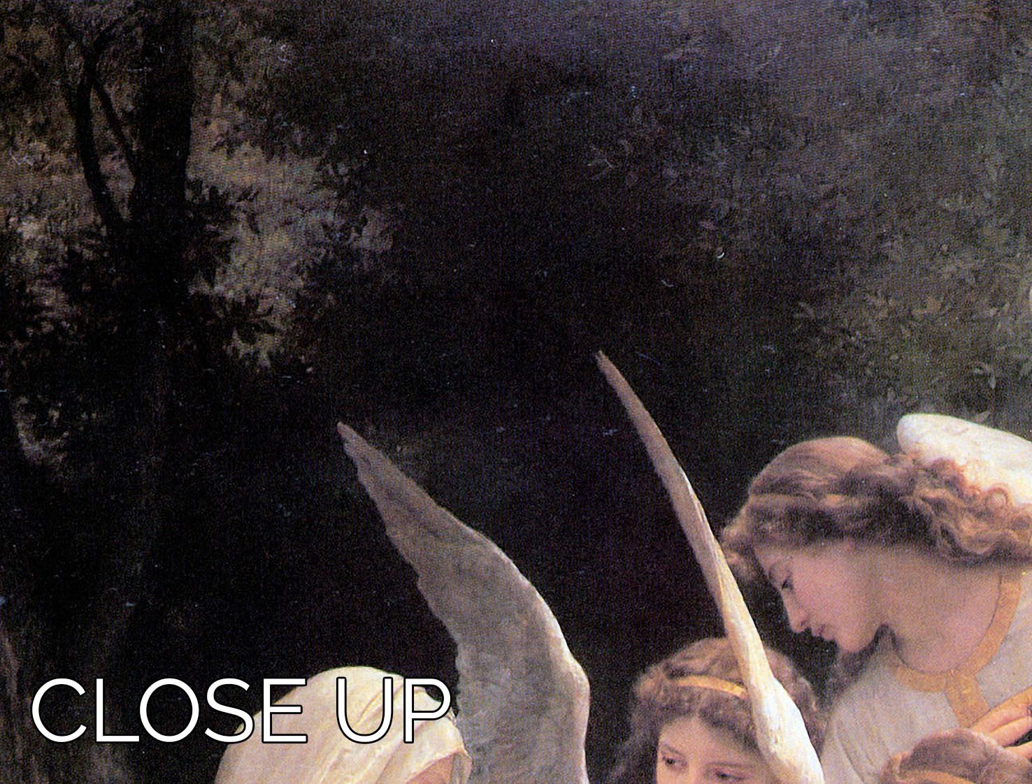 Three-panel canvas print of Song of the Angels by Bouguereau, showcasing vibrant colors and intricate details.