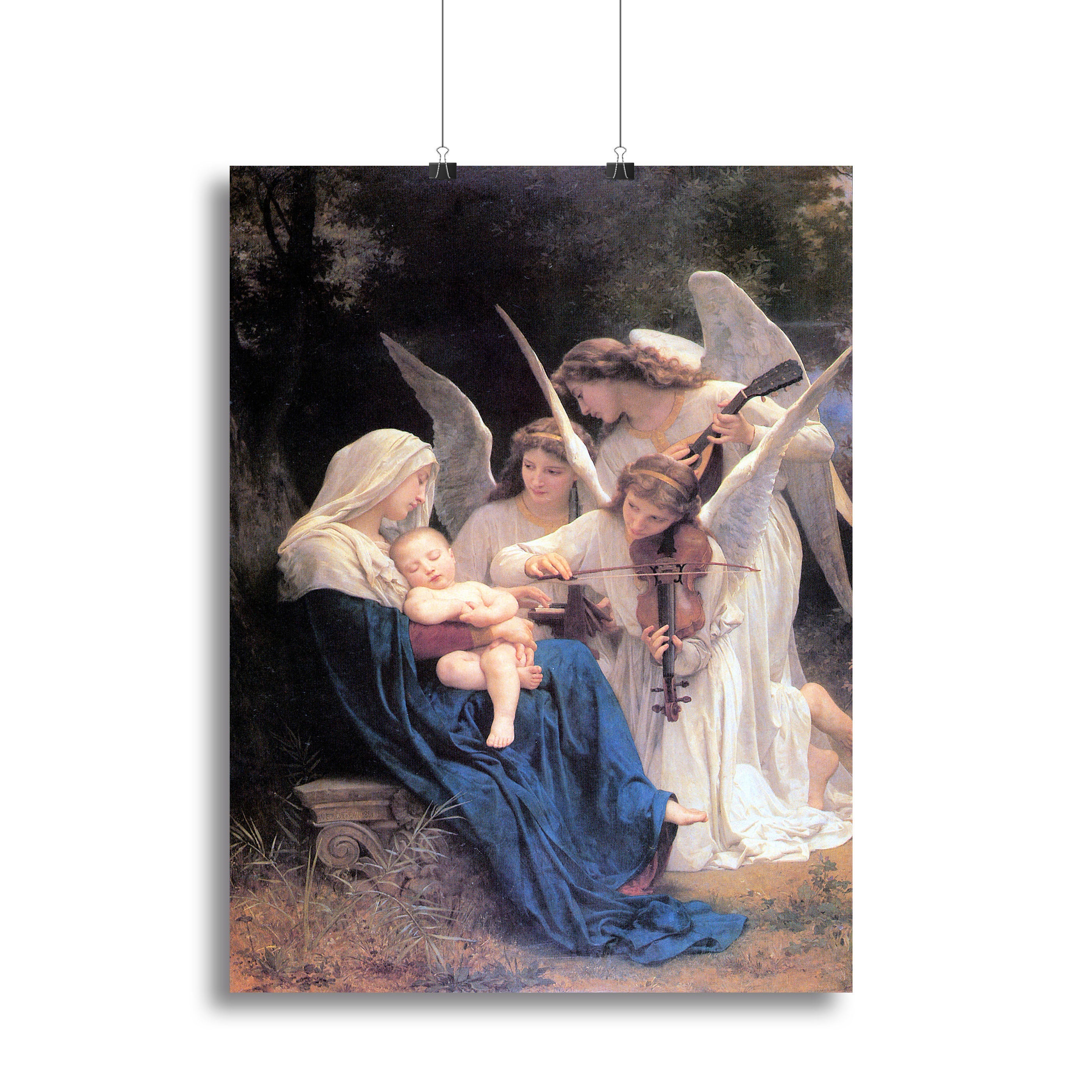 Canvas print of Song of the Angels by Bouguereau, showcasing ethereal angels in a serene setting, perfect for elegant home decor.