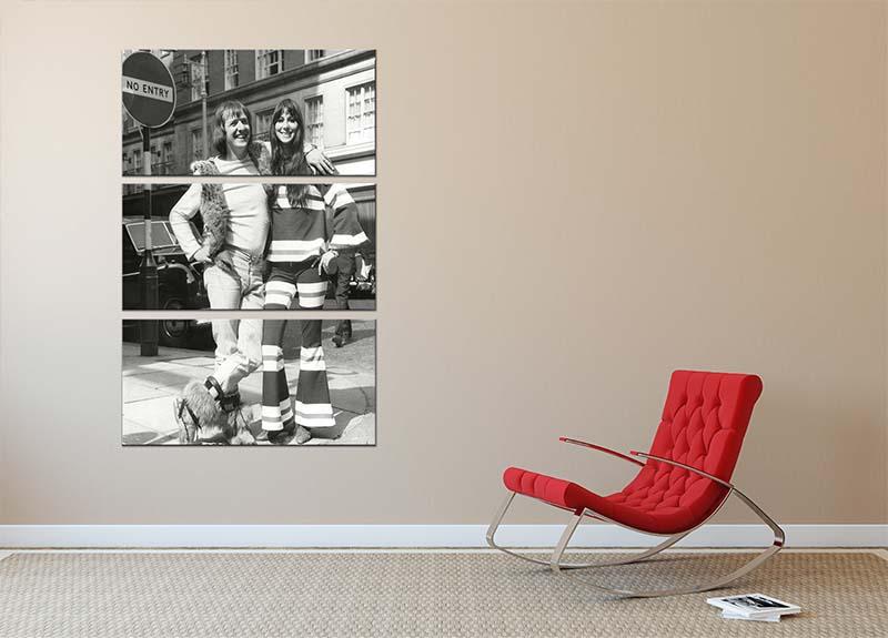 Sonny and Cher street life 3-panel canvas print showcasing vibrant colors and intricate details, perfect for home decor.