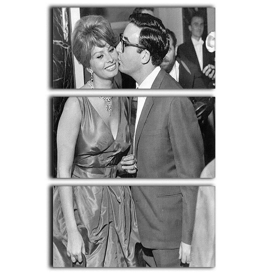 Sophia Loren and Peter Sellers 3-panel canvas print showcasing elegant artwork for home decor.