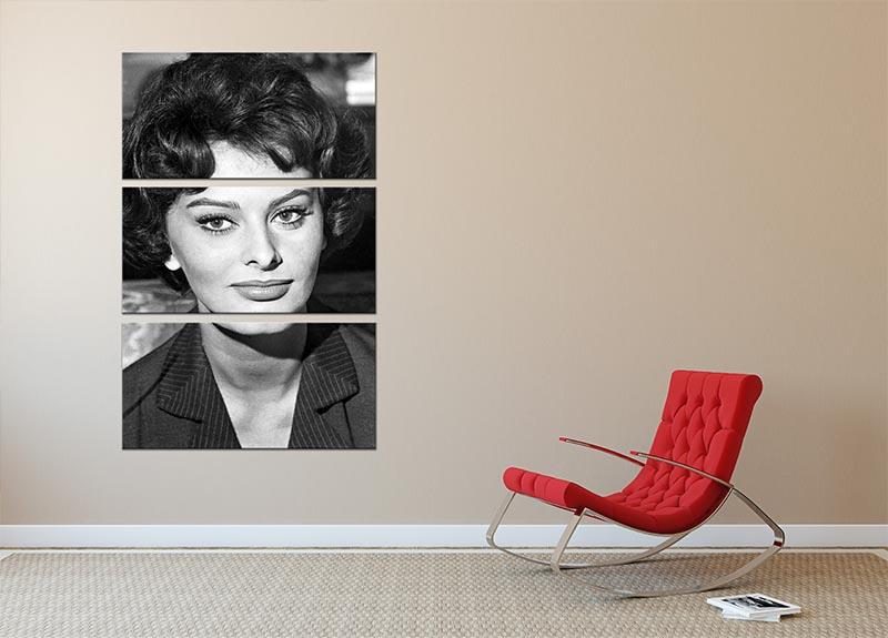 Sophie Loren 1957 3 Split Panel Canvas Print showcasing elegant design and vibrant colors.