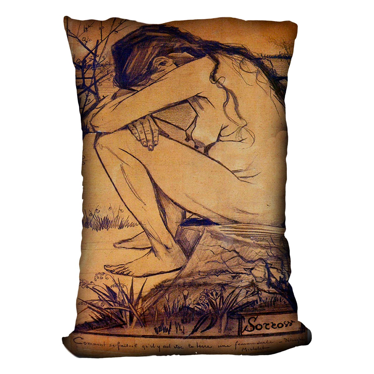 Sorrow by Van Gogh Cushion featuring vibrant abstract design on luxurious vegan faux suede.