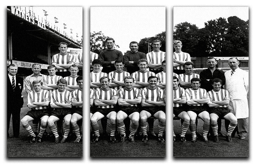 A stunning 3-panel canvas print featuring the Southampton Football Club team photo from 1962, showcasing players in classic football attire.