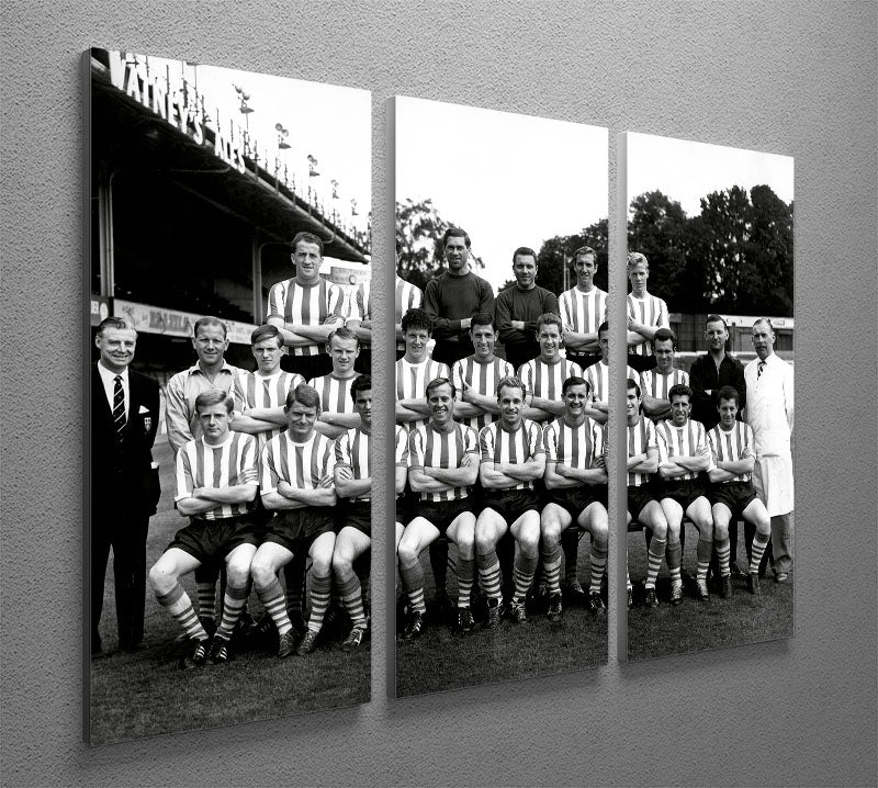 A stunning 3-panel canvas print featuring the Southampton Football Club team photo from 1962, showcasing players in classic football attire.