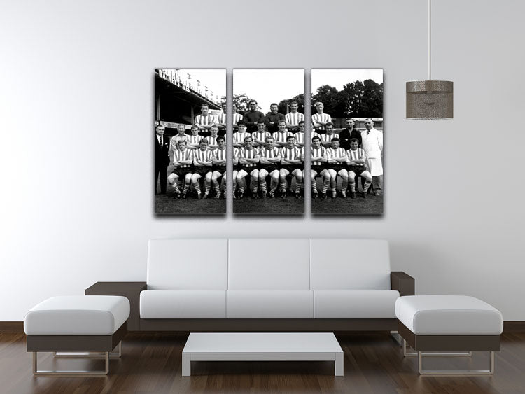 A stunning 3-panel canvas print featuring the Southampton Football Club team photo from 1962, showcasing players in classic football attire.