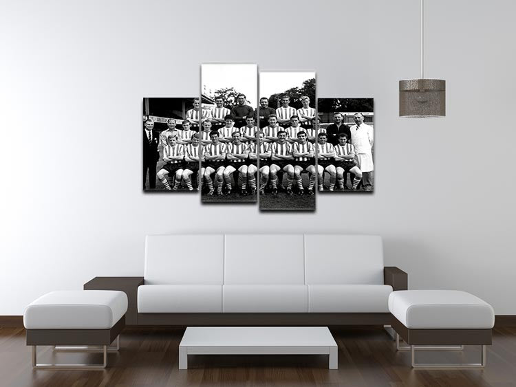 1962 Southampton FC team photo displayed on a 4 split panel canvas, showcasing players in classic kits.