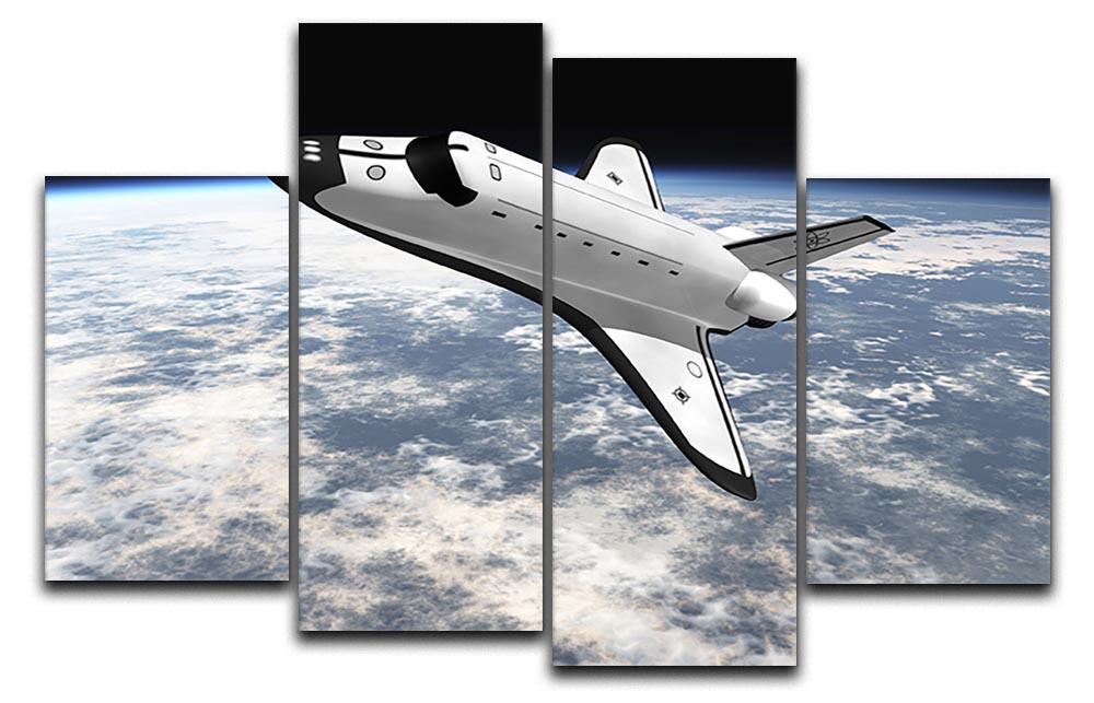 A stunning 4-split canvas artwork depicting a Space Shuttle launching into space, creating a dynamic visual effect.