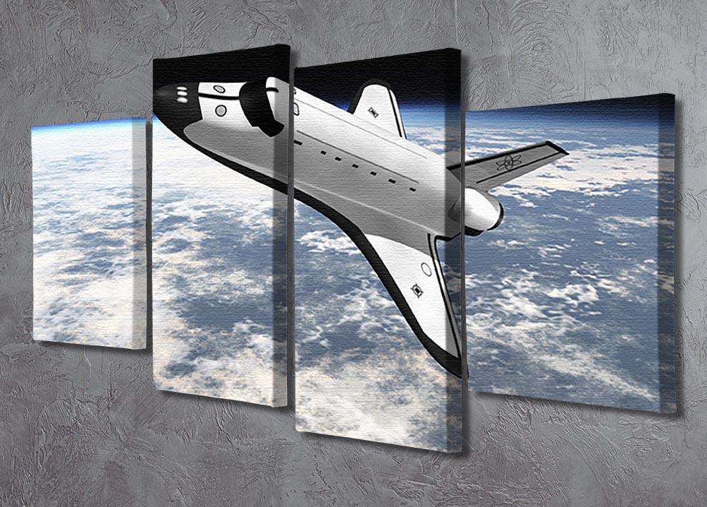 A stunning 4-split canvas artwork depicting a Space Shuttle launching into space, creating a dynamic visual effect.