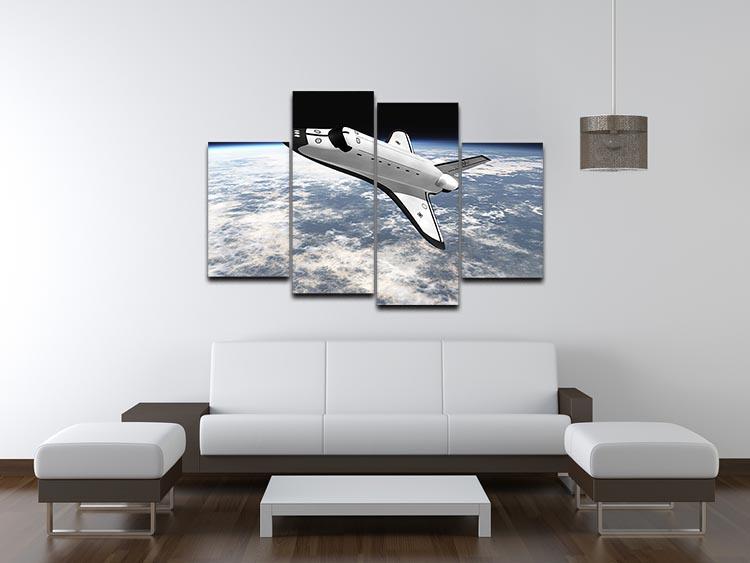 A stunning 4-split canvas artwork depicting a Space Shuttle launching into space, creating a dynamic visual effect.