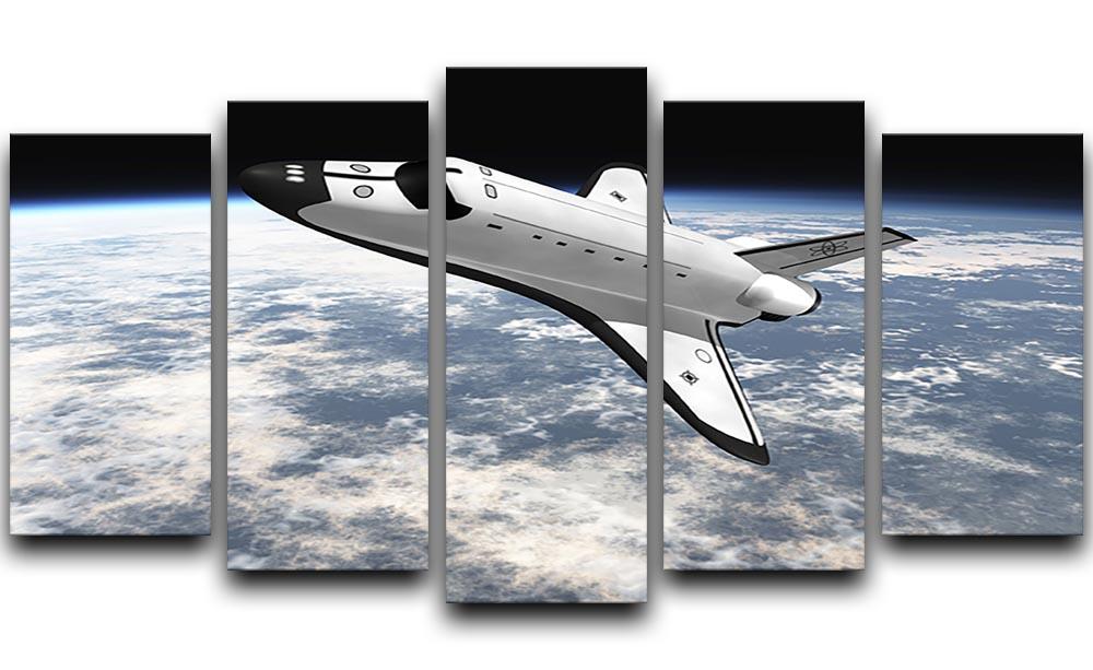 A stunning 5-panel canvas artwork depicting a Space Shuttle launching into space, showcasing vibrant colors and dynamic design.