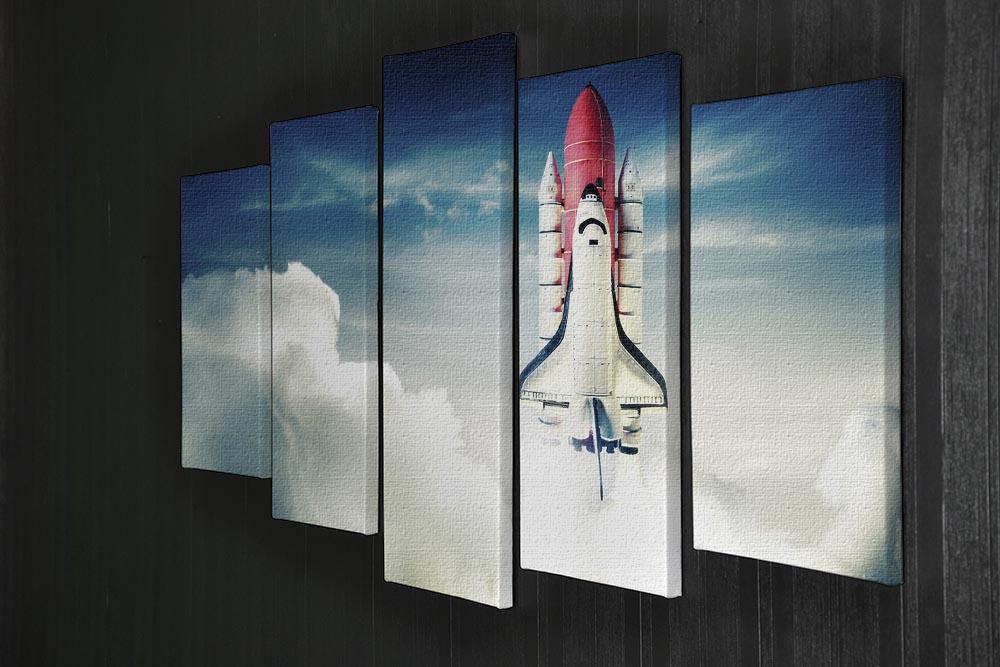 A stunning 5-panel canvas artwork depicting a space shuttle taking off, showcasing vibrant colors and intricate details.