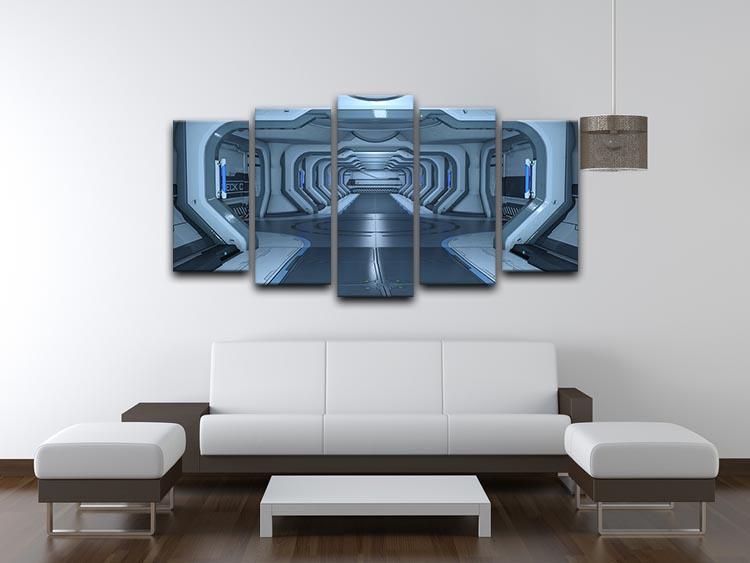 A stunning 5-panel canvas artwork depicting a space station, showcasing vibrant colors and intricate details, perfect for home decor.