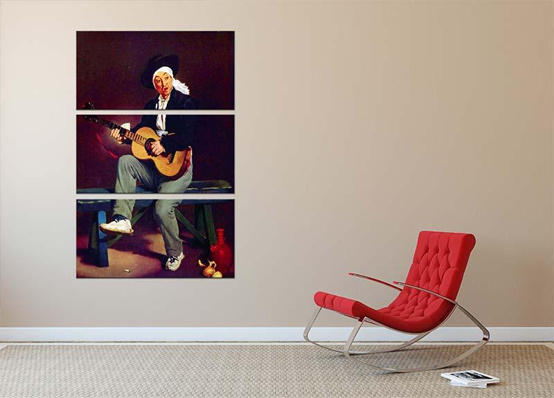 Three-panel canvas print featuring the Spanish singer by Manet, showcasing vibrant colors and intricate details.